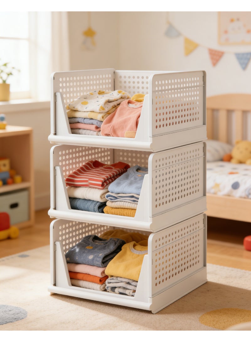 SHIXIN 3-piece drawer-style storage box set -- wardrobe storage with tiered shelves -- shelf cabinets with tiered racks -- clothes organizers and baskets - Image 1